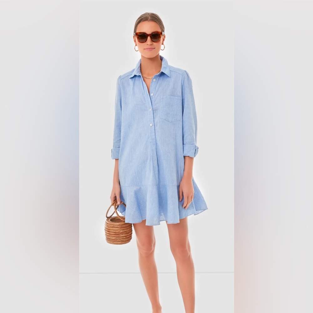 TUCKERNUCK Chambray Callahan Shirt Dress Denim Light Size Large